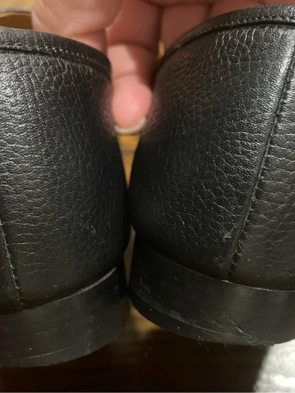 Tory Burch Black Pebbled Leather Loafers with Gold Horsebit Detail